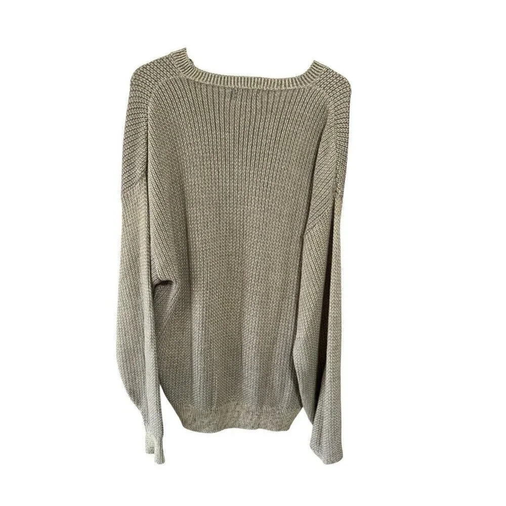 Carlyle Sweater Men's Large Green Cotton Ribbed Chunky Pullover USA La Cumbre